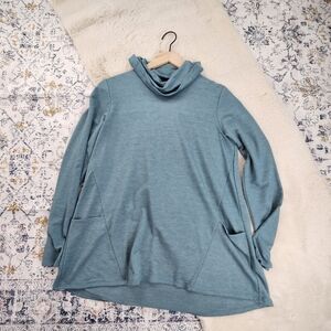 LOGO Lounge Fallon Sweater Long Sleeve Cowl Neck Pockets Women US Small